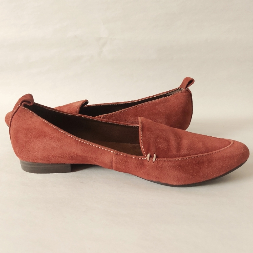 Cynthia Rowley Women Loafer Size 6 Paprika Red Suede Leather Comfort Pointed Toe - Picture 5 of 12